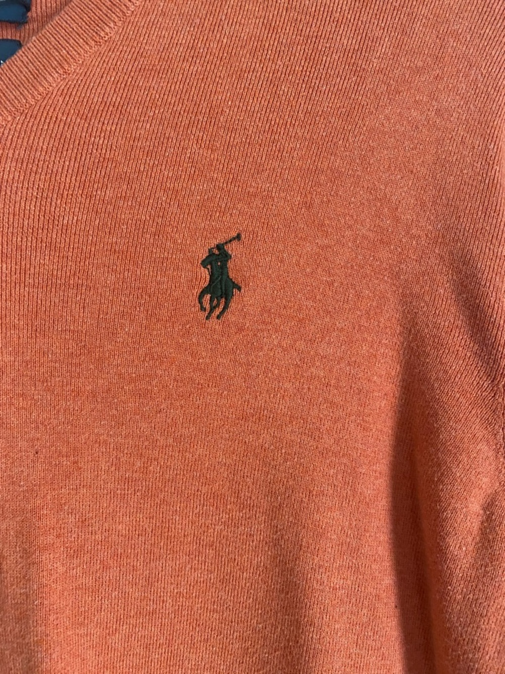 Polo Ralph Lauren Burnt Orange V-neck Sweater Size S Old Money Chic Classic - Picture 3 of 6